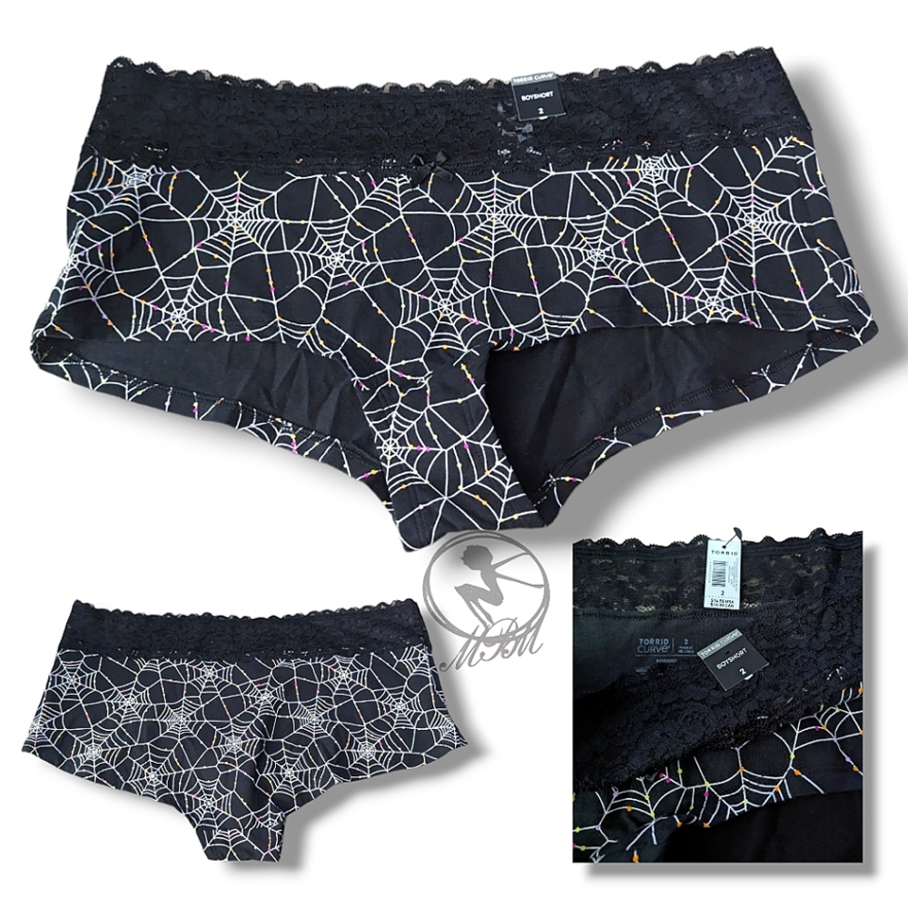 🆕 Torrid Spider Web Print Mid Rise Boyshort Panties size 2X